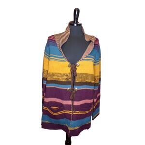 Wrangler Striped Cardigan Sweater Blanket Boho South Western Size L